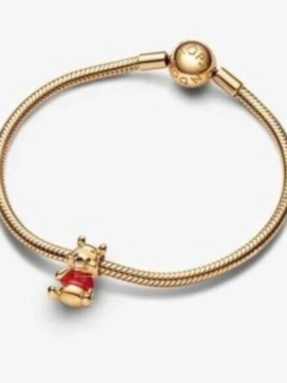 Pandora Gold-Tone Charm Bracelet with Red Winnie the Pooh Enamel Charm